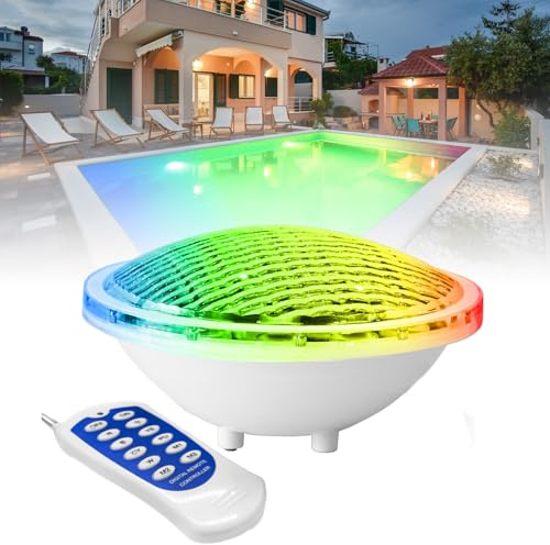 Maxled, Light is Led! LED Poolbelysning PAR56 RGB Poolbelysning Med Fjärrkontroll 24W Poolbelysning Ersätter 200W IP68 Vattentät Undervattensbelysning Pooler 120° Poolbelysning AC/DC 12V