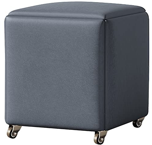 5-i-1 förvaringspall med hjul, magisk kub, stapelbar, kökssoffa, stoppad sits och metallram, mörkgrå perfekt för familjeutrymmen - storlek: 45 x 45 x 45 cm