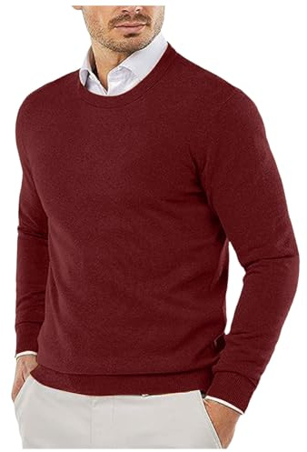 Jersey de punto para hombre con cuello redondo, suéter de manga larga, suéter sólido, suéter casual de invierno, suéter básico, suéter casual, punto fino, suéter de punto, suéter de negocios, suéter