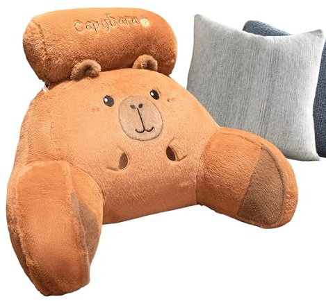 Laimejia Capybara Läskudde med nack- och armstöd, 60 x 40 cm capybaras kramkudde för vuxna barn, mjuk bekväm läskudde ryggstöd för att läsa, avslappnande på TV