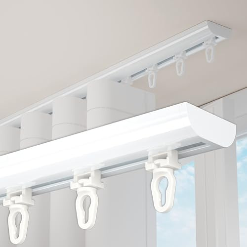 Binario per tenda da soffitto, ultra sottile, 14 mm, a 1 strato, in alluminio, bianco, 240 cm, con occhiello scorrevole, versatile, 380 cm, per un'elegante decorazione domestica