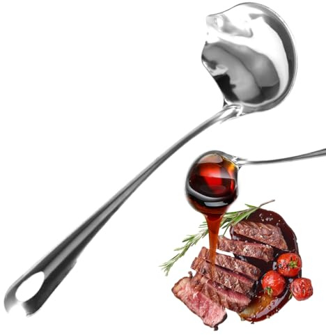 21.4x8.5 cm cuchara de salsa, Cuchara para Rociar Salsa con Pico, Cucharón Acero Inoxidable, Cucharones de Cocina, Cucharas Soperas, para Aderezos, Sopas, Salsas y Aliños