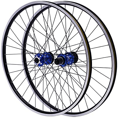 Coppia di Ruote MTB 27,5 Pollici in Alluminio con Freno a Disco, Ruota per Bici da Montagna 27,5 Doppia Parete con Mozzo Blu per All Mountain Enduro, 4 Cuscinetti Impermeabili 100 135mm
