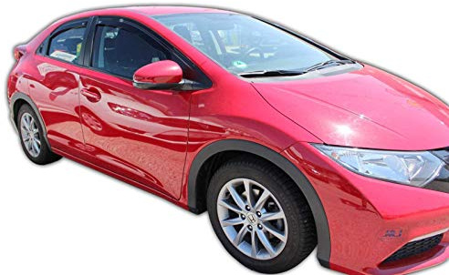 J&J AUTOMOTIVE | Windabweiser Passend Für Civic Fließheck 2012-2016, Heko Regenabweiser, Getönt, Set 4-Teilig, Vorne, Hinten, Aerodynamisch