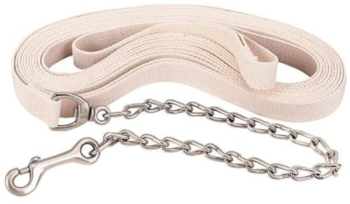 Weaver Leather Flat Cotton Lunge Line with Chain, White, 1-Inch x 27-Feet