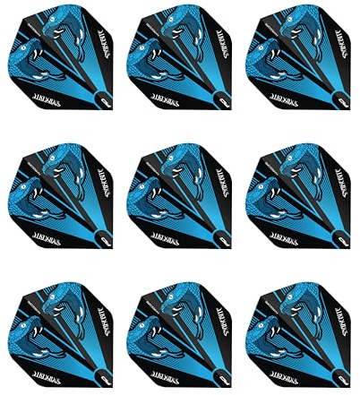 RED DRAGON Hardcore Peter Wright Snakebite Bleu Transparent Extra Épais Fléchettes Dart Flights - 3 Jeux par Paquet (9 Flights in Total)