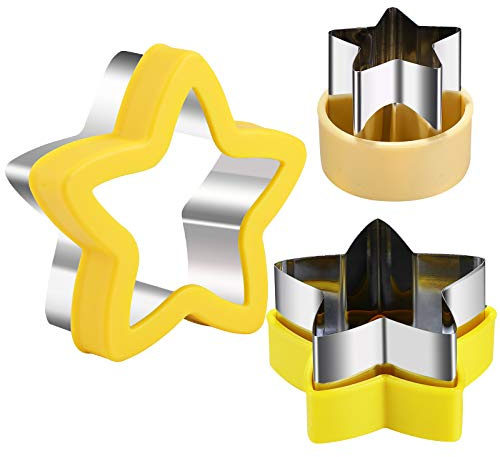 Stainless Steel Star Cookie Cutters, Mini to Large Sizes, Five-pointed Star & Vegetable Shapes Set for Kids