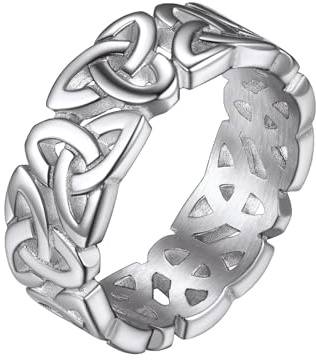 Richsteel Anillos Antiestrés Con Nudos Triquetra, Anillo Enternidad de Promesa Amistad, 8 Tamaños de Anillos Acero Inoxidable