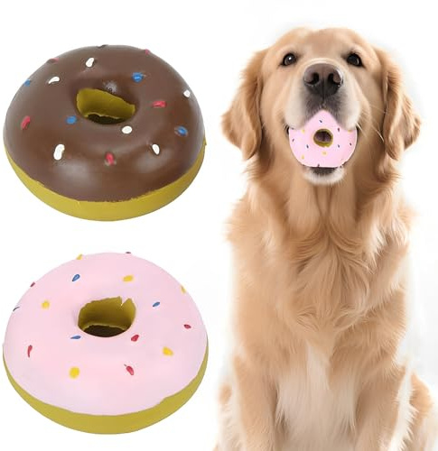 LATRAT 2 juguetes para perros de látex con forma de donut, de látex, para dentición de cachorros, juguetes para cachorros pequeños y medianos