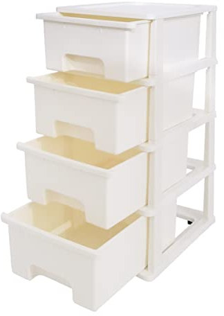 Abbaware Plastic Storage Chest With Wheels, Storage Boxes, Tower, 4 x 17L Drawers, White