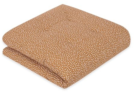 emma & noah Krabbeldecke Baby, 120x120 cm, Groß und Gepolstert, Bio-Baumwolle, Oeko-TEX Zertifiziert, Babydecke, Weiche Spieldecke & Laufgittereinlage für Jungen & Mädchen (Blume Karamell)