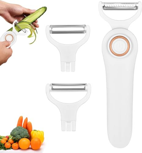 Hsthe Sea Pelapatate Elettrico 3 in 1 per Frutta e Verdura, Bianco