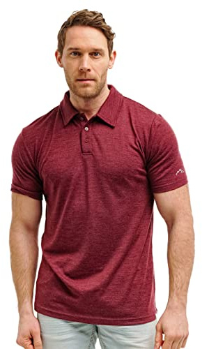 100% Merino Poloshirt Herren - Outdoor Atmungsaktiv Merino Shirt Herren Kurzarm Polo und Langarm Polo Regular Fit (Burgundy Polo, X-Large)