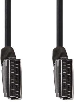 Nedis SCART-Kabel - Stecker zu Stecker - Vernickelt - 480p - 1,50 m - Rund - PVC - Schwarz - Label