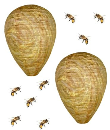 LOZTBUE 2 Stück Wespennest-Attrappe, wetterfest, Wespenabwehr, Wespenschutz, Wespenfalle, künstliches Wespennest, Bienenabwehr, Balkon/Garten Outdoor Wespenschutz