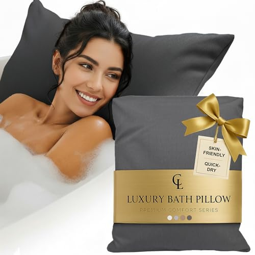 Almohada bañera Adulto - Gruesa y cómoda, para Soporte de Cabeza, Cuello y Espalda - Cojin bañera Lavable y de Secado rápido, baño Relajante en casa - Gris Oscuro
