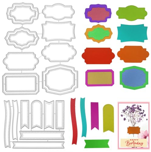 SENHAI Set di 2 fustelle per la creazione di biglietti, forme varie, strumenti per goffratura, per realizzare biglietti, album e scrapbooking