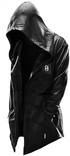 TDEOK Steampunk Men's Jacket, Gothic Tailcoat, Medieval Retro Renaissance Jacket, Sweatshirt Jacket, Punk Outfit, Steampunk Clothing, Party, Leisure, Clothing, Tops, Outwear, black, M