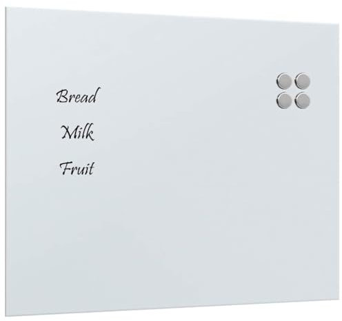 vidaXL Magnettafel Wandmontage Weiß 50x40 cm Hartglas, Glastafel, Wand Magnettafel, magnetische Kreidetafel, magnetische Tafel, Schreibtafel