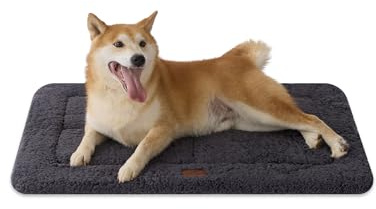 Joydeco Hundematte 89x58cm - Reversibles waschbares Hundebett mit weichem Fleece, Flache Unterlage für Hundebox & Käfig - Für große, mittelgroße & kleine Hunde- Dunkelgrau