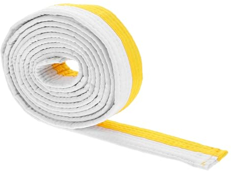 WOONEKY Martial Arts Ranking Belt Adjustable Soft Taekwondo and Judo Belt for All Styles Variety of Colors Comfortable Training Equipment for Karate Aikido Tai Chi White Yellow