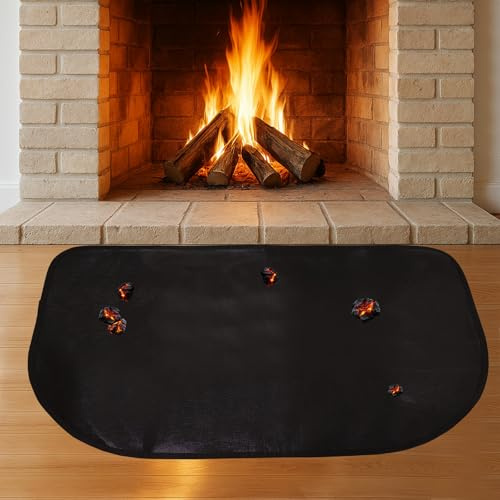 BeGrit Kaminmatta, brandsäker, 122 cm x 76 cm, halvcirkel, värmeskyddsmatta, eldskål, gnistskyddsplatta, grillmatta, brandsäkert underlag för gnistor, eldstäder, golvplåt