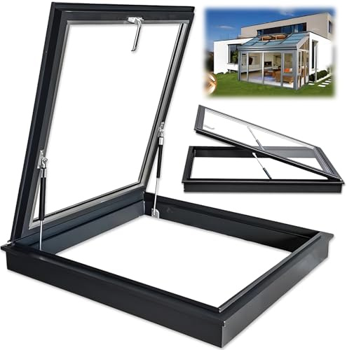 Skylight Windows for House Roof with Double Layer Tempered Glass, Roof Lighting Well Window for Indoor Attic, Aluminium Window Cover for Garage, Basement, Loft, Dark Room 36x22in