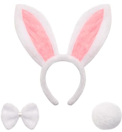 Diadema de Orejas de Conejo de Pascua, Diadema con Orejas de Conejo de Felpa, Orejas Conejo Cola de Conejito Pajarita, Accesorios de Disfraz de Conejito para Pascua, Carnaval, Cumpleaños, Cosplay