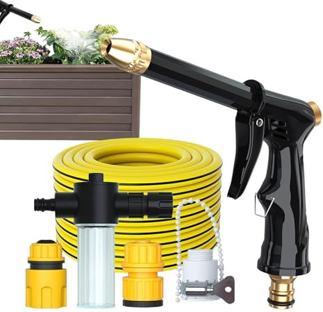 Limpiador de alta presión portátil – práctico y potente dispositivo de limpieza, limpiador de alta presión para coche, para calzadas, pasillos, terrazas, carreteras, puertas, bancos, muebles