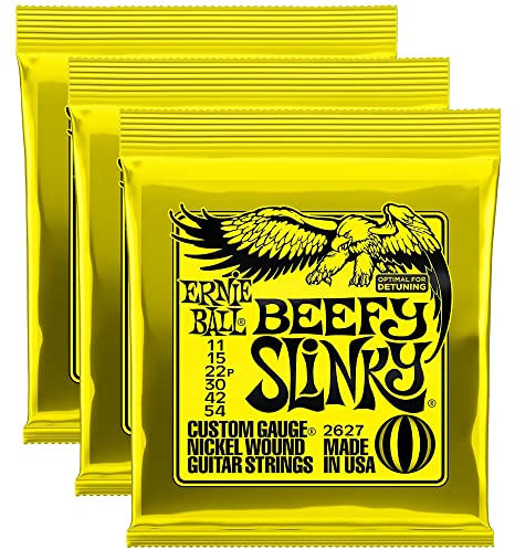 Ernie Ball 2627 Nickel Wunde E-Gitarre Saiten 11–54 Beefy Slinky 3er Pack