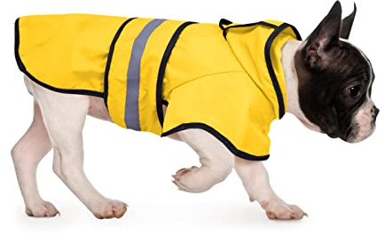 HDE Dog Raincoat Jacket Reflective Adjustable Hooded Pet Poncho Rain Coat with Leash Hole for Small to X-Large Dogs Yellow - M