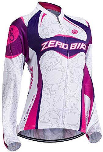 Femmes Vélo Cyclisme Respirant à séchage Rapide Maillots, Jersey Cycle Manche Longue Veste, 004, M