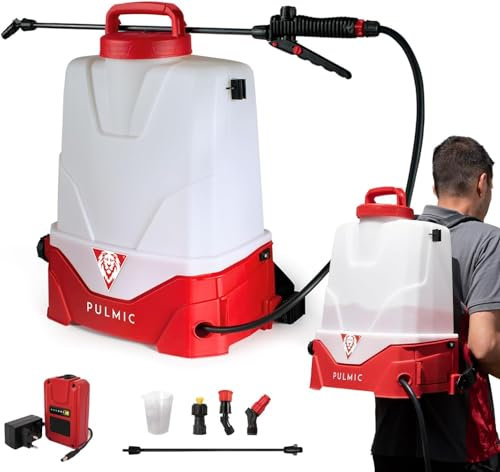 Pulverizador Eléctrico Recargable Pegasus 15L.Sulfatadora Eléctrica a Batería Litio Extraíble. hasta 7h Autonomía. Sistema 3 Velocidades. Boquillas Incluidas. Mochila Pulverizadora Plantas.PULMIC