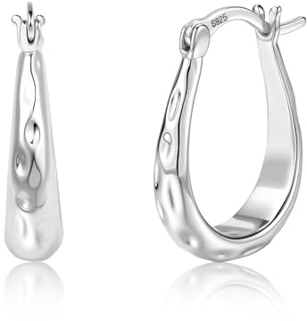 ALEXCRAFT Créoles en Argent 925, Boucles d'Oreilles Épais pour Femmes, Créoles Ovales Grandes Pendantes, Légères, Hypoallergéniques, Cadeaux Bijoux pour Filles Mère
