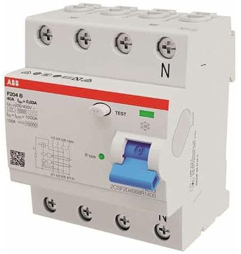 ABB F204B-40/0,03 Fehlerstrom-Schutzschalter 4P Typ B 30 mA 40 A 2CSF204568R1400