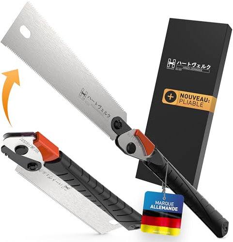 HARDTWERK Hanzo Sierra japonesa plegable [RYOBA – doble cara] 240 mm de acero al carbono SK4 (mango Super-GRIP) para bricolaje – sierra japonesa