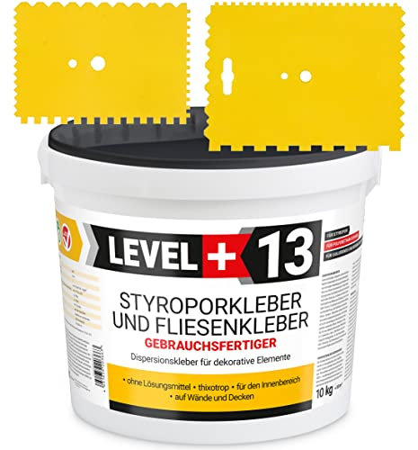 Styroporkleber 10kg + 2St. Zahnspachtel Kunstoff, Korkkleber Renoviervlies Dispersionkleber Flisenkleber Montagekleber SET RM13