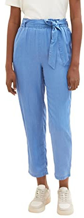 TOM TAILOR Denim Damen Tapered Relaxed Fit Paperbag Hose mit Bindegürtel