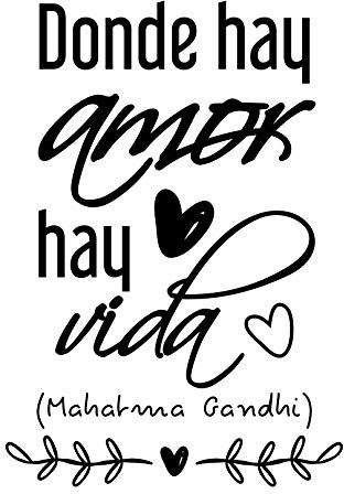 Docliick® Vinilos de pared decorativo con frase decorativa DONDE HAY AMOR HAY VIDA Pegatinas decorativas pared. Decoración casa Docliick DC-19140 (Vinilo de corte, 30x20cm)