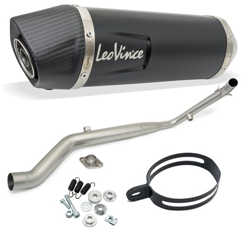 impianto di scarico LeoVince sistema completo SBK LV ONE EVO Black Edition, acciaio inossidabile nero, tappo in carbonio, 1/1, con omologazione per Yamaha MT-125/YZF-R125 con cat