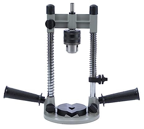 TOPWAY Drill Guide Attachment, Portable Drill Stand Holder with 13mm Drill Chuck, Fits Most 1/2 Inch and 3/8 Inch Electric Power Drills Drilling 105415