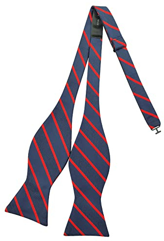 AUSUAYA Herrfluga, klassisk fluga självbindemedel för män kostym & skjorta & smoking män bow tie for boy DE-M-S-B8, Marinblå med röd randig, En Storlek