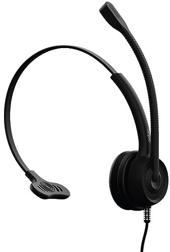 ADOC HC01 Auriculares con Cable Monoaurales con Micrófono. Cable de 1,5m, Cancelador de Ruido, Cómodos, Diadema Ajustable, Micrófono Giro 330º, Compatible con Ambos Lados (Oreja Derecha o Izquierda).