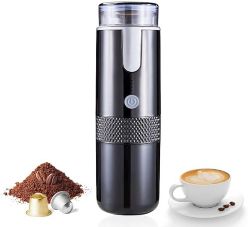 Máquina de Café Portátil, Cafetera Pequeña Automática Compatible Con Cápsulas y Molido, Mini Recargable de Compresión Segmentada Tipo C