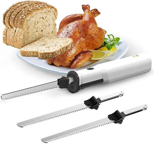 Coltello Elettrico Per Carne Senza Fili - Lama Per Pane Con Batteria Al Litio Da 8 V, Coltello Per Affettare - 2 Lame Seghettate In Acciaio Inossidabile Da 8, Carne Per Intagliare, Pollame