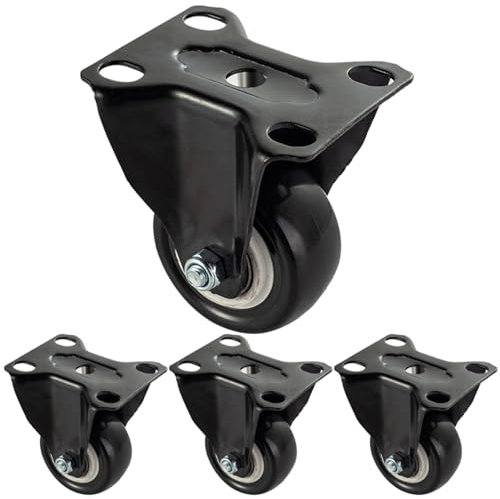 Bockrolle,4 Stück Schwarz Möbelrollen Klein Plattenrollen,38mm Rollen für Möbel,Tragkraft Max. 70 KG pro Rollen | Kugellager | Polyurethan | Geräuschlose Räder,16 Schrauben (2/50mm,4xBockrolle)