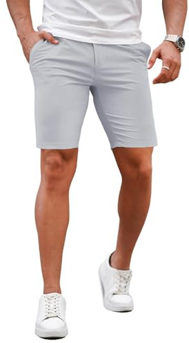 GINGTTO Pantalones Cortos Hombre Slim Vestir Elastico Chino Shorts | Súper Elástico, Corte Cónico, Pantalones Cortos Chinos, Estilo Casual