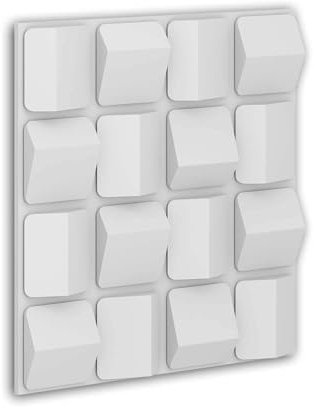 PRO[f]home® - 1 x 3D Wall Panel 159823 Profhome 60 cm x 4,4 cm x 60 cm White Rigid Polyurethane Foam pre-Primed Lightweight Sturdy dimensionally Stable