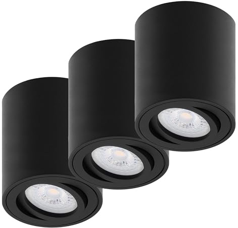 Oktaplex 3 spots apparents noirs - avec module LED dimmable 4,9 W 230 V 4000 K blanc neutre 80 x 85 mm Spot apparent Lile M Aluminium Orientable