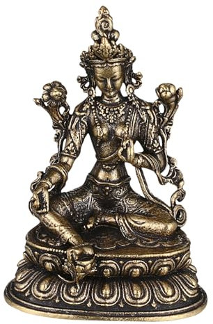 GALPADA Statua Buddha Tara in Miniatura in Ottone e Scultura Buddha Per Meditazione Tara Da